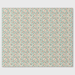 Pastel Kerst Holly & Winter Loofpatroon Cadeaupapier