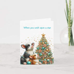 Pastel Kerst Koe Vakantie Kaart