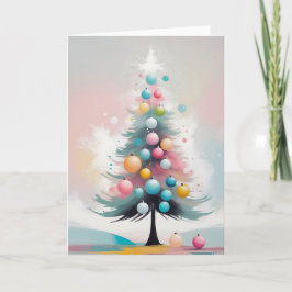 Pastel Kerst met Ornamenten Waterverf Effect Feestdagen Kaart