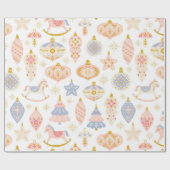  Pastel Kerst Ornamenten Wrapping Paper Cadeaupapier (Vlak)
