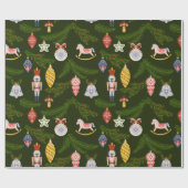 Pastel Kerst Ornamenten Wrapping Paper Cadeaupapier (Vlak)