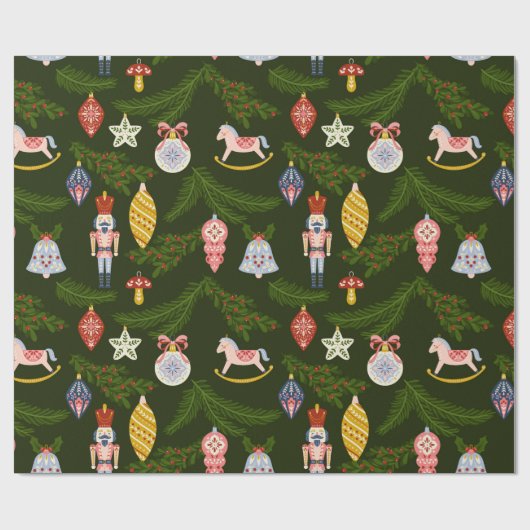  Pastel Kerst Ornamenten Wrapping Paper Cadeaupapier (Vlak)