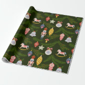  Pastel Kerst Ornamenten Wrapping Paper Cadeaupapier (Uitgerold)