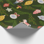 Pastel Kerst Ornamenten Wrapping Paper Cadeaupapier (Hoek)