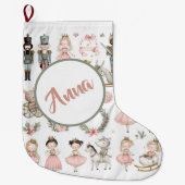 Pastel Kerst Patroon Naam Kous Grote Kerstsok (Voorkant)