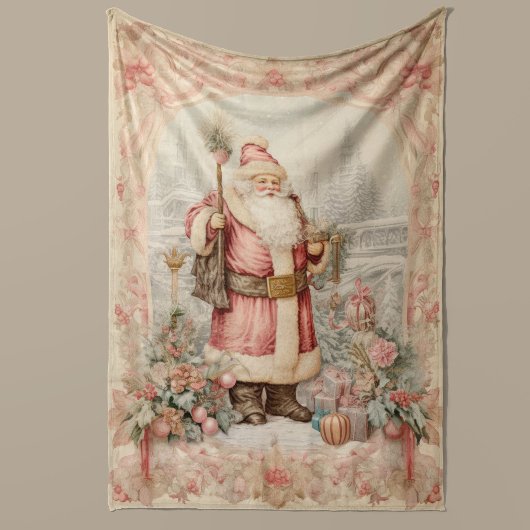 Pastel Kerst Retro Santa Claus Home Decor Fleece Deken
