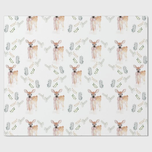Pastel Kerst Schattige Herten Fawn inpakpapier (Vlak)