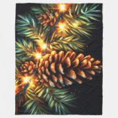Pastel Kerst Vakantie String Licht Pinecone Fleece Deken (Voorkant)