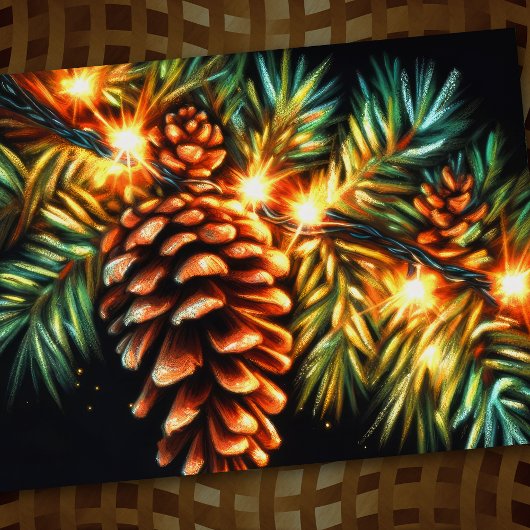 Pastel Kerst Vakantie String Licht Pinecone Kaart