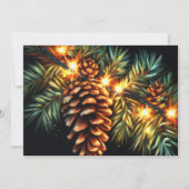 Pastel Kerst Vakantie String Licht Pinecone Kaart (Voorkant)