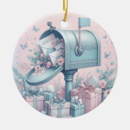 Pastel Kerstbal Brievenbus en Cadeaus 2 Keramisch Ornament