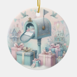 Pastel Kerstbal Brievenbus en Cadeaus 5 Keramisch Ornament