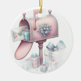 Pastel Kerstbal Brievenbus en Cadeaus 6 Keramisch Ornament