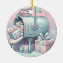 Pastel Kerstbal Brievenbus en Cadeaus 7 Keramisch Ornament