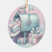 Pastel Kerstbal Brievenbus en Cadeaus 7 Keramisch Ornament (Links)