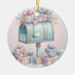 Pastel Kerstbal Brievenbus en Cadeaus 8 Keramisch Ornament