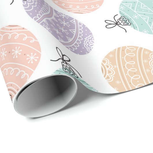 Pastel Kerstballen Cadeaupapier (Rol Hoek)