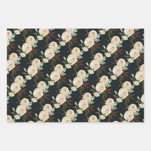 Pastel Kerstbloemen Inpakpapier Vel (Voorkant 3)