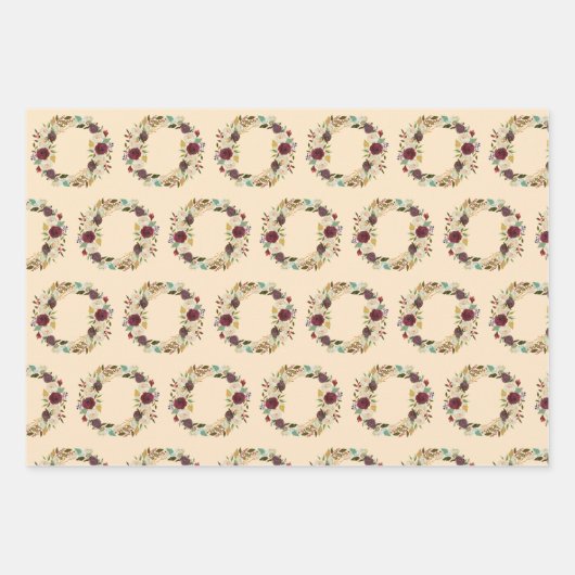 Pastel Kerstbloemen Inpakpapier Vel (Voorkant 2)