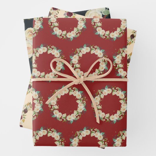 Pastel Kerstbloemen Inpakpapier Vel (In situ)