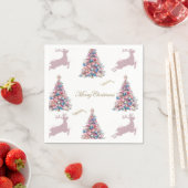 Pastel Kerstbomen en Rendieren Kerstmis Servet (Insitu)