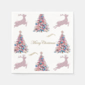 Pastel Kerstbomen en Rendieren Kerstmis Servet (Voorkant)