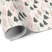 Pastel Kerstbomen Inpakpapier (Rol Hoek)