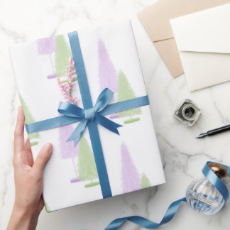 Pastel kerstbomen inpakpapier