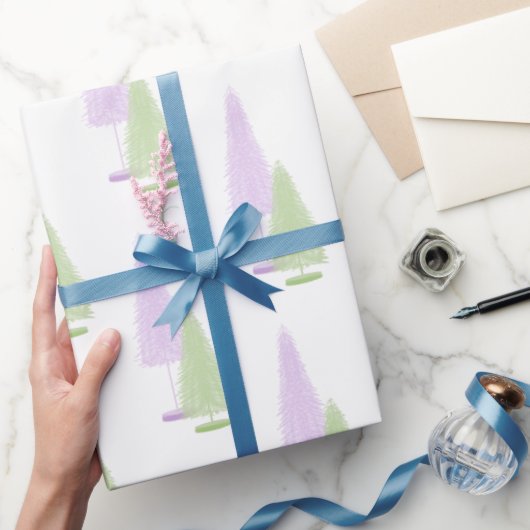 Pastel kerstbomen inpakpapier (Geschenken)
