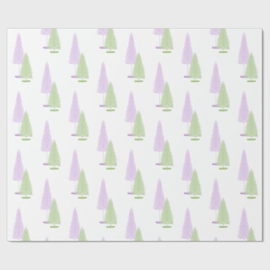 Pastel kerstbomen inpakpapier (Vlak)