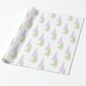 Pastel kerstbomen inpakpapier (Uitgerold)