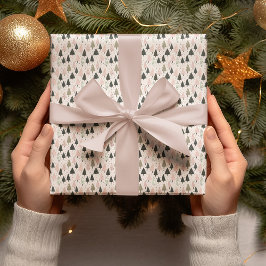 Pastel Kerstbomen Inpakpapier