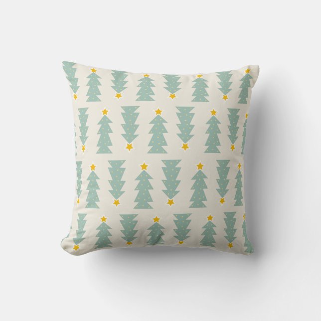 Pastel Kerstbomen Kussen (Voorkant)