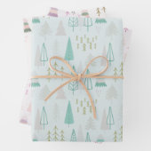  Pastel Kerstbomen Modern Christmas Inpakpapier Vel (In situ)