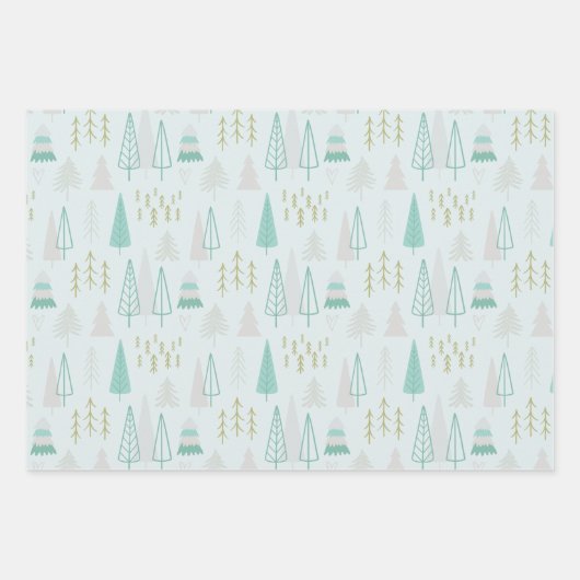  Pastel Kerstbomen Modern Christmas Inpakpapier Vel (Voorkant)