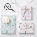 Pastel Kerstbomen Modern Christmas Inpakpapier Vel<br><div class="desc">Introductie van onze chique 3-pack van Christmas Wrapping Paper vellen, ontworpen om een moderne en trendy sfeer te brengen aan uw vakantie cadeau-geven. Elk blad heeft een stijlvolle reeks pastelkerstbomen, die eigentijdse elegantie en feestelijke charme belichamen. Het eerste vel komt in een verfrissende mintgroene tint, versierd met moderne pastelkerstbomen in...</div>