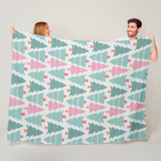 Pastel kerstbomen naadloos patroon fleece deken
