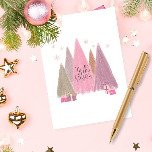 Pastel kerstbomen 'Tis het seizoen Feestdagen Kaart