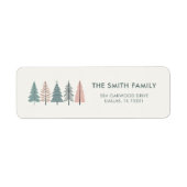 Pastel kerstbomen vakantie etiket (Voorkant)