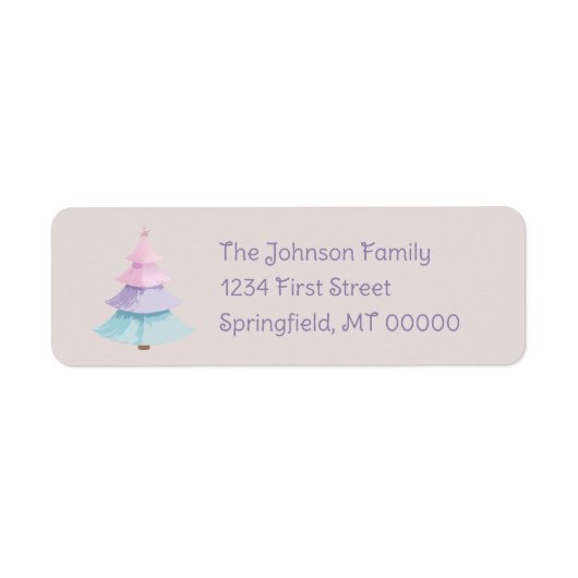 Pastel kerstboom etiket (Voorkant)