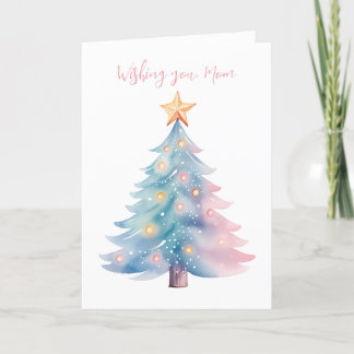Pastel kerstboom feestdagen kaart