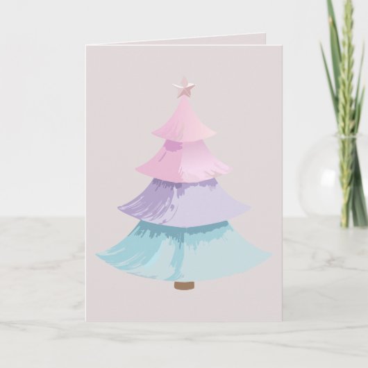 Pastel kerstboom feestdagen kaart (Voorkant)