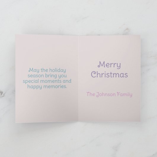 Pastel kerstboom feestdagen kaart (Binnen)