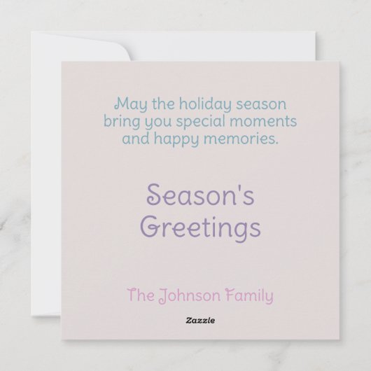 Pastel kerstboom feestdagenkaart (Achterkant)