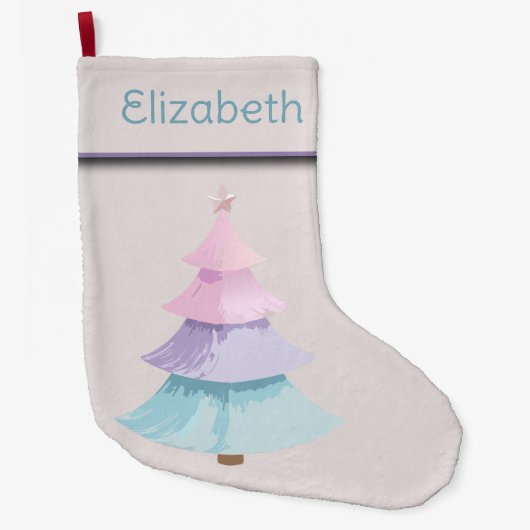 Pastel kerstboom grote kerstsok (Voorkant)