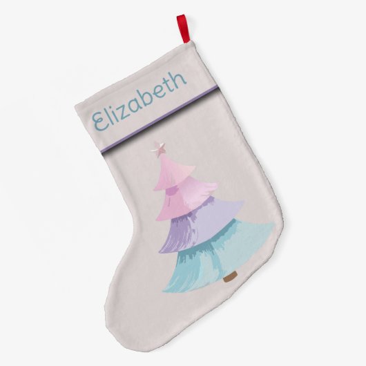 Pastel kerstboom grote kerstsok (Achterkant (Hangend))