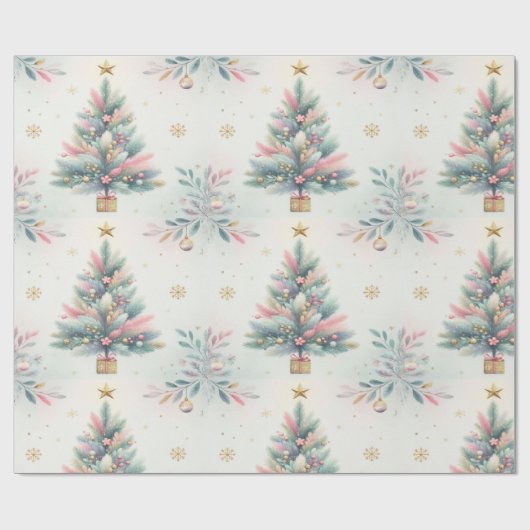 Pastel kerstboom inpakpapier (Vlak)