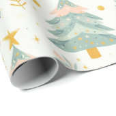 Pastel kerstboom met gouden ster cadeaupapier (Rol Hoek)
