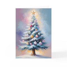 Pastel kerstboom met Paarse roze Ornamenten