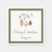 Pastel Kerstboom Minimal Familie Naam Servetten (Voorkant)
